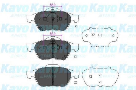 Гальмівні колодки, дискове гальмо (набір) KAVO KBP9075 (фото 1)