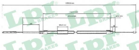 Трос ручного гальма LPR C0077B (фото 1)