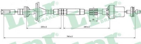 Трос сцепление (735мм/480мм) LPR C0213C (фото 1)