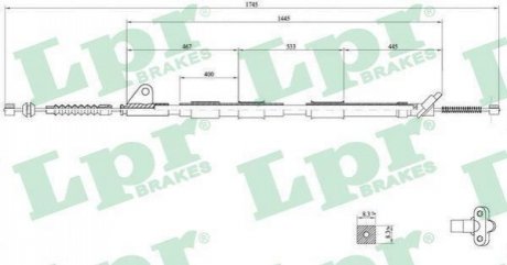 Трос ручного гальма LPR C0858B (фото 1)
