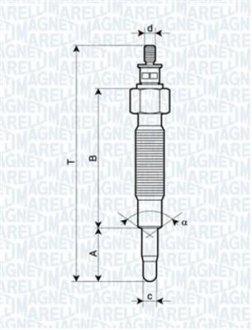 Свічка розжарювання FORD MAVERICK NISSAN SERENA, TERRANO, CARGO, VANETTE [] MAGNETI MARELLI 062900037304 (фото 1)