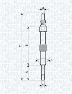 Свічка розжарювання LAND ROVER DISКрышкаY II, DEFENDER SW [] MAGNETI MARELLI 062900067304 (фото 1)