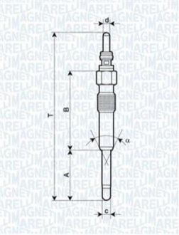 VW свічка розжарювання Golf,Passat,T5,Octavia 1.9TDI MAGNETI MARELLI 062900085304 (фото 1)