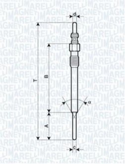 FIAT свічка розжарювання Doblo,Panda,Opel Astra J,Combo,Citroen,Peugeot 1.3HDI MAGNETI MARELLI 062900090304 (фото 1)