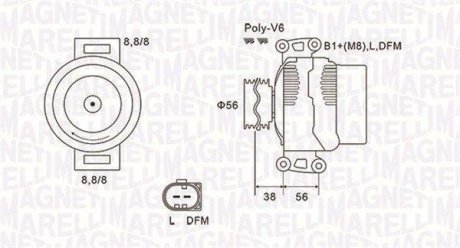 Alternator AUDI/SEAT/SKODA/VW 2.0FSI/TFSI 140A MAGNETI MARELLI 063731811010 (фото 1)