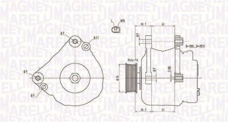 ALTERNATOR 12V AUDI/SEAT/SKODA/VOLKSWAGEN 1.6/1.8/2.0 FSI/TFSI 2003 -> SZT MAGNETI MARELLI 063731818010 (фото 1)