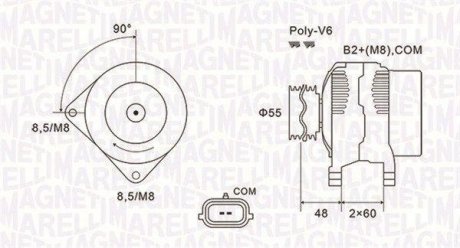 Alternator RENAULT CLIO III/KANGOO/MEGANE II/MODUS 1.5DCi 150A MAGNETI MARELLI 063731974010 (фото 1)