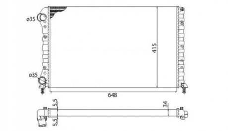 Радиатор двигуна FIAT DOBLO* (119) 1,4 1,6 16V 1,9D DOBLO CARGO (223) 1,4 1,6 16V 1,9D [] MAGNETI MARELLI 350213179003 (фото 1)