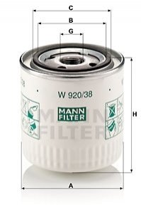 Фільтр масляний MANN W 920/38 (фото 1)