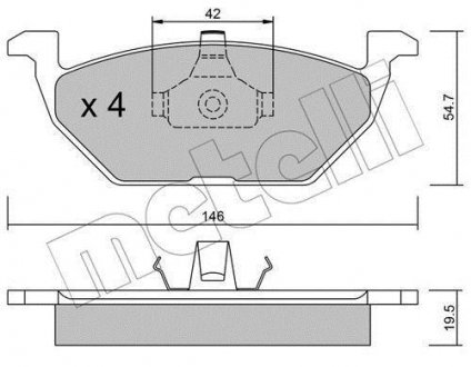 Гальмівні колодки, дискове гальмо (набір) Metelli 2202110 (фото 1)