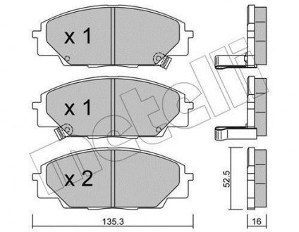 Гальмівні колодки, дискове гальмо (набір) Metelli 2204350 (фото 1)