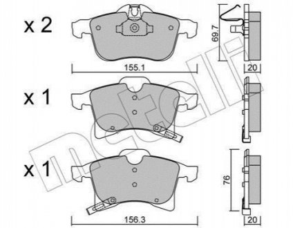 Комплект гальмівних колодок (дискових) Metelli 22-0539-0 (фото 1)