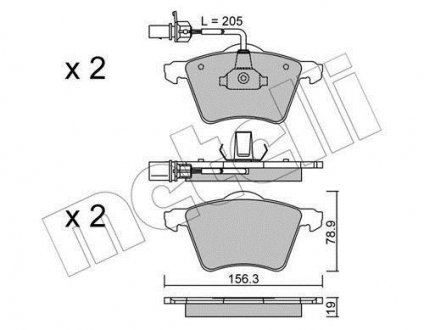 Гальмівні колодки, дискове гальмо (набір) Metelli 2205501 (фото 1)