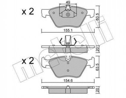 Комплект гальмівних колодок (дискових) Metelli 22-0557-0 (фото 1)