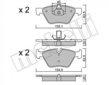 Комплект гальмівних колодок (дискових) Metelli 22-0557-3 (фото 1)