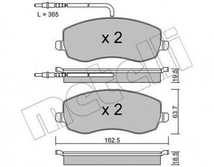 Гальмівні колодки, дискове гальмо (набір) Metelli 2208470 (фото 1)