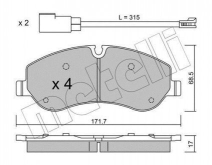 Комплект гальмівних колодок (дискових) Metelli 22-0990-0 (фото 1)