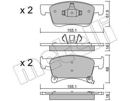 Комплект гальмівних колодок (дискових) 22-1035-0 Metelli 2210350 (фото 1)