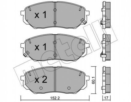 Колодки тормозные (передние) Hyundai Santa Fe IV/Kia Sorento 2.0-3.3 15- (Mando) Metelli 22-1096-0 (фото 1)