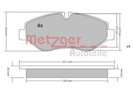 Колодки тормозные (передні) MB Sprinter (906) /Vito (W639) (Brembo) METZGER 1170040 (фото 1)