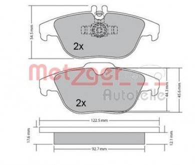 Колодки тормозные (задні) MB C-class (W204/C204) 07-14/E-class (C207/A207) 09-16/GLK (X204) 08-15 METZGER 1170132 (фото 1)