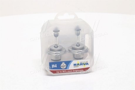 Лампа розжарювання SET H4 12V 60/55 W P43t RANGE POWER +90 (к-т 2шт) (вир-во) NARVA 48003S2 (фото 1)