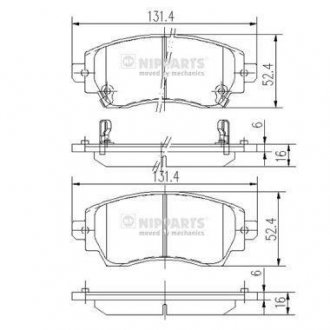 Гальмівні колодки, дискове гальмо (набір) NIPPARTS J3602089 (фото 1)