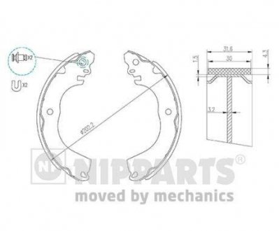 Brake Shoe Set NIPPARTS N3505049 (фото 1)