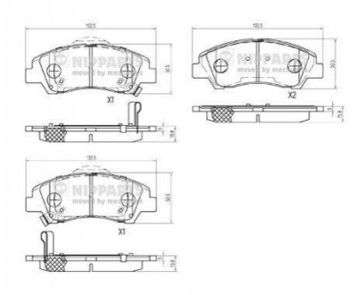 Колодки тормозные дисковые, к-кт. NIPPARTS N3600555 (фото 1)