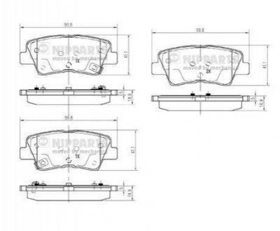 Колодки тормозные дисковые, к-кт. NIPPARTS N3610314 (фото 1)