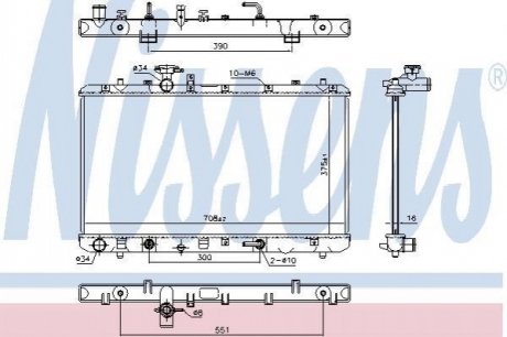 Радіатор охолодження SUZUKI SX4 (EY, GY) (06-) 1.6i АТ (вир-во) NISSENS 64255 (фото 1)