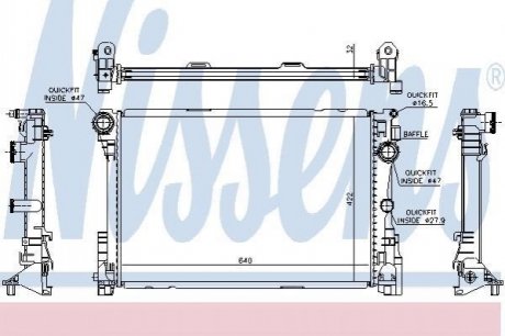 Радіатор охолодження MERCEDES C, E-CLASS (вир-во) NISSENS 67167 (фото 1)