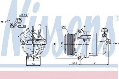 Компрессор кондиціонера OPEL ASTRA H 04- NISSENS 89038 (фото 1)