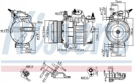 Компресор кондиціонера FORD C-MAX/ FOCUS/ MONDEO NISSENS 890419 (фото 1)