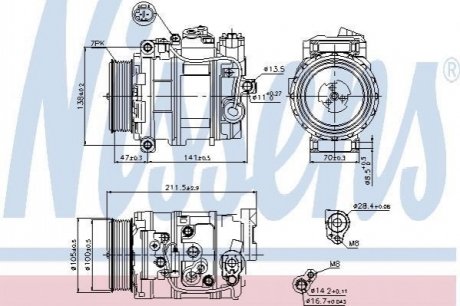 Компрессор кондиционера MERCEDES BENZ E-CLASS W211 05- NISSENS 89090 (фото 1)