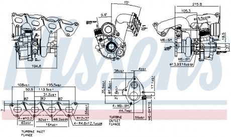 TURBOSPRКЇARKA AUDI A1/SEAT ALHAMBRA IBIZA V/SKODA FABIA II/VW BEETLE EOS GOLF PLUS GOLF V VI JETTA III IV POLO SCIROCCO SHARAN TIGUAN 1,4TSI 05- NISSENS 93130 (фото 1)