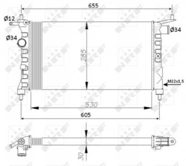 Радиатор охлаждения двигателя OPEL Combo 92- NRF 50551 (фото 1)