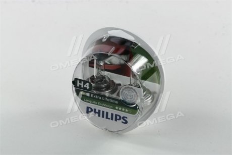 Лампа розжарювання H4 12V 60/55W P43t-38 LongerLife Ecovision 2шт (вир-во) PHILIPS 12342LLECOS2 (фото 1)