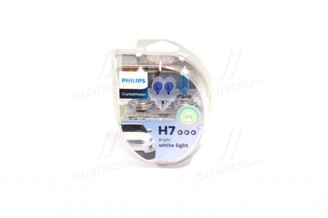 Лампа розжарювання H7 12V 55W PX26d Cristal Vision + 2x W5W 4300K (вир-во) PHILIPS 12972CVS2 (фото 1)