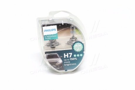 Лампа розжарювання H7 X-tremeVision Pro150 +150 12V 55W PX26d (комплект) (вир-во) PHILIPS 12972XVPS2 (фото 1)