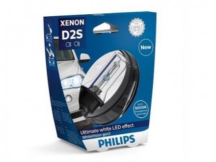 Лампа ксенонова D2S 85V 35W P32d-2 WhiteVision gen2 5000K (вир-во) PHILIPS 85122WHV2S1 (фото 1)