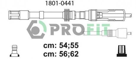 Дроти запалення, набір SKODA OCTAVIA 97-, SEAT LEON, VW GOLF, BORA 96-06 (1.8L 20V) PROFIT 18010441 (фото 1)