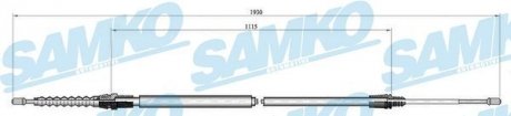 Трос ручного гальма.r. P207 tarcze /L,P/ 1907/1115 SAMKO C0001B (фото 1)