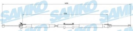 Трос ручного гальма.r. PUNTO /L,P/ 1455/1230 SAMKO C0197B (фото 1)