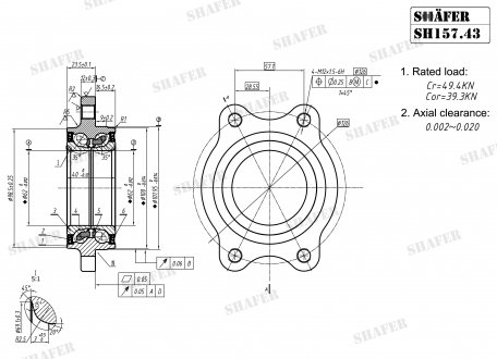 Підшипник передній Audi A4, A5, A6, A7, 08-, (61x62x102), ABS+, монт. ккт.+ SHAFER SH15743K (фото 1)