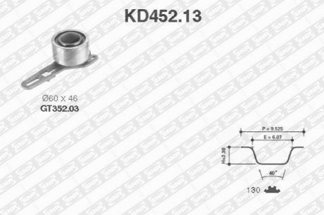 К-кт паска ГРМ Ford Transit 2.5D 84-91 /130 x 1/ SNR NTN KD452.13 (фото 1)