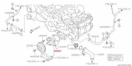 Wasserpumpe SUBARU 21110AA690 (фото 1)