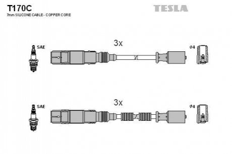 К-кт В/В проводів Smart Cabrio, City-Coupe, Fortwo 01-07 TESLA T170C (фото 1)