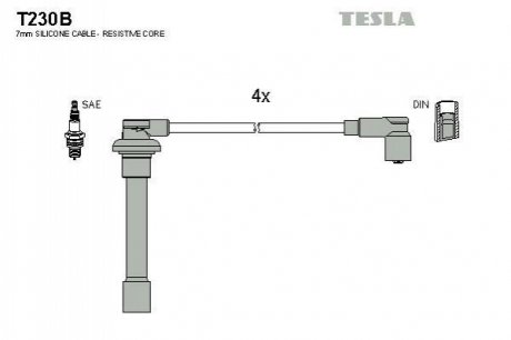 Комплект проводів запалювання TESLA T230B (фото 1)