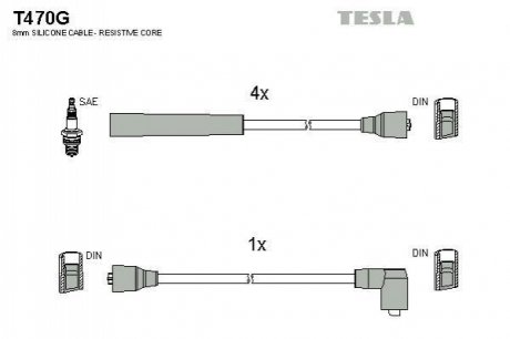 В/в провода Ford Cortina 1.6 2.0 77-82, Sierra 1,6 Ohc TESLA T470G (фото 1)